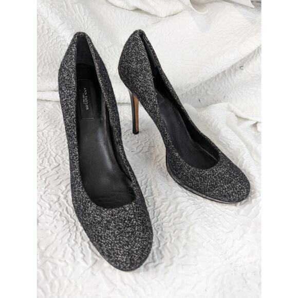 ANN TAYLOR! BLACK & WHITE FABRIC, PATENT LEATHER STILETTO HEELS! SZ 9.5M - Picture 8 of 8